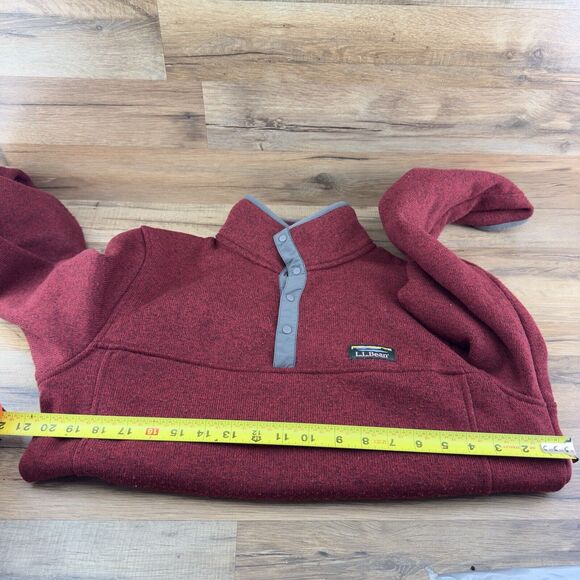 LL Bean Size M Pullover  Slightly Fitted Heather Red 1/4 Snap Fleece Men… - Picture 10 of 10